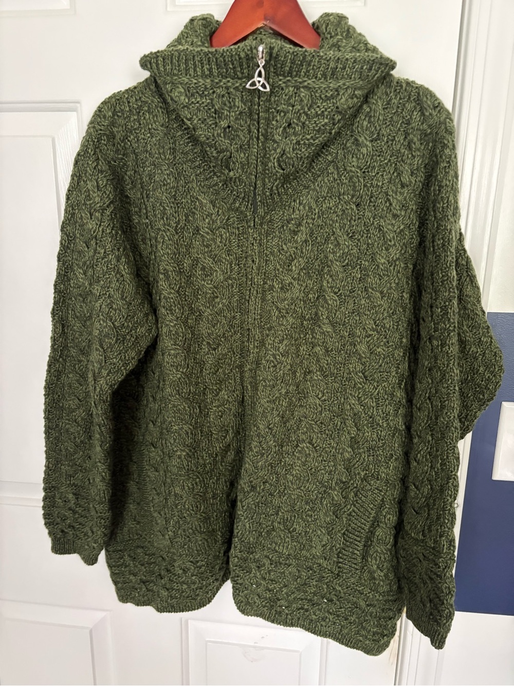 Aran Crafts Olive Cable Hoodie Cardigan